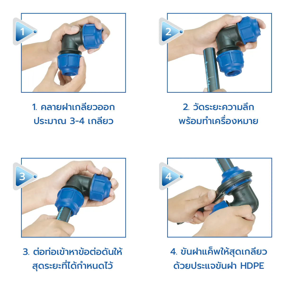 วิธีการใช้งานอุปกรณ์ข้อต่อ HDPE Compression หรือข้อต่อระบบสวมอัด