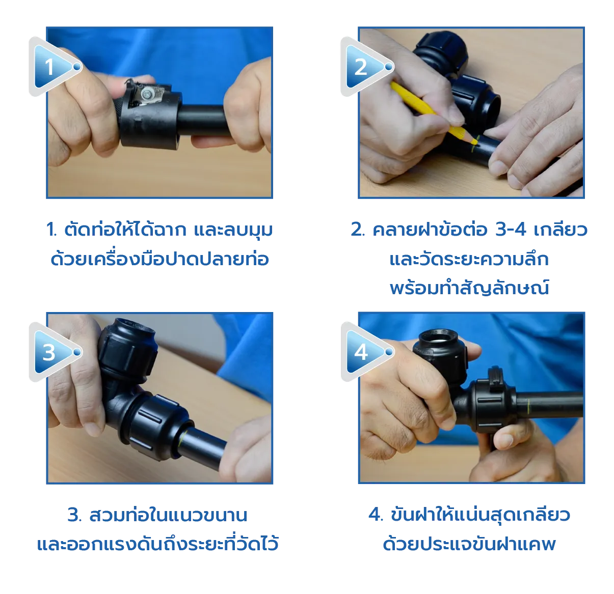 วิธีการใช้งานท่อ PB และข้อต่อระบบสวมล็อค (Grab Lock)